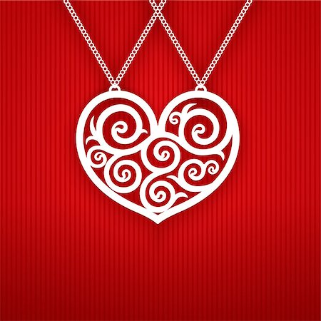 Valentines Day Ornamental Heart on Red Background. Foto de stock - Royalty-Free Super Valor e Assinatura, Número: 400-07328693