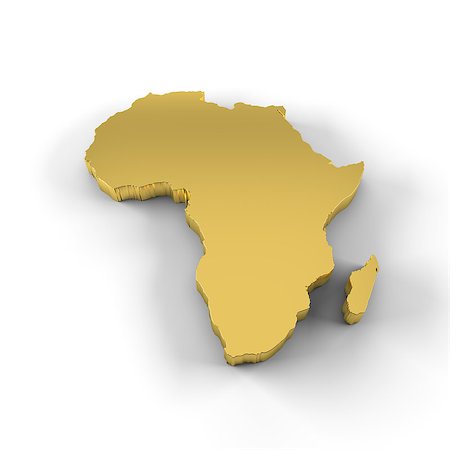 simsearch:400-07954595,k - High resolution map of Africa in 3D in gold and including a clipping path. Photographie de stock - Aubaine LD & Abonnement, Code: 400-07328706