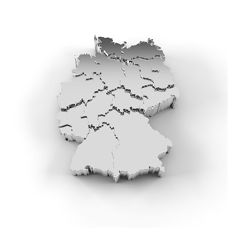 simsearch:628-05817689,k - High resolution Germany map in 3D in silver with states stepwise arranged and including a clipping path. Stockbilder - Microstock & Abonnement, Bildnummer: 400-07328714