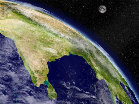 Indian subcontinent on planet Earth viewed from space. Highly detailed planet surface and clouds. Elements of this image furnished by NASA. Foto de stock - Super Valor sin royalties y Suscripción, Código: 400-07329014