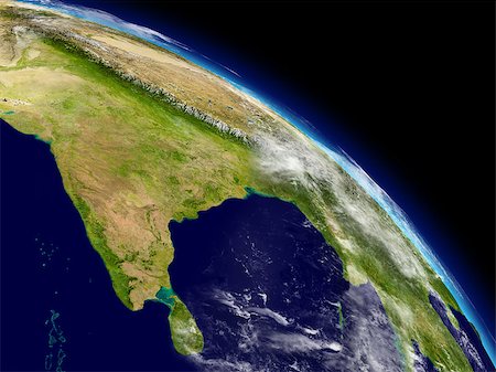 simsearch:400-04474126,k - Indian subcontinent on planet Earth viewed from space. Highly detailed planet surface and clouds. Elements of this image furnished by NASA. Stock Photo - Budget Royalty-Free & Subscription, Code: 400-07329013