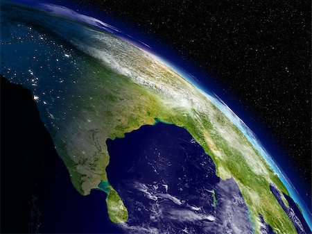 Early morning on Indian subcontinent viewed from space. Highly detailed planet surface with clouds and city lights. Elements of this image furnished by NASA. Stock Photo - Budget Royalty-Free & Subscription, Code: 400-07329020