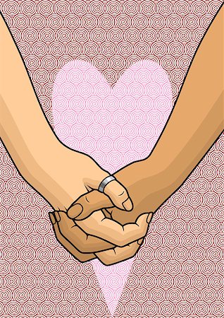 Illustration with two hands of lovers, holding each other. Stock Photo - Budget Royalty-Free & Subscription, Code: 400-07329188