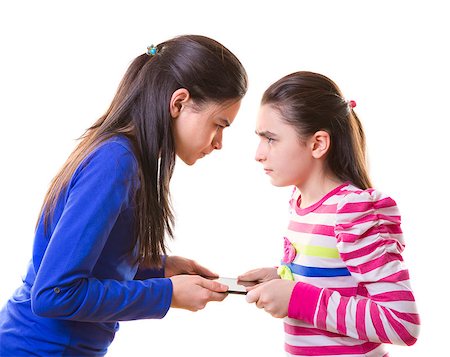 female hand palm - Teen girls fighting for digital tablet  on white background Photographie de stock - Aubaine LD & Abonnement, Code: 400-07329241