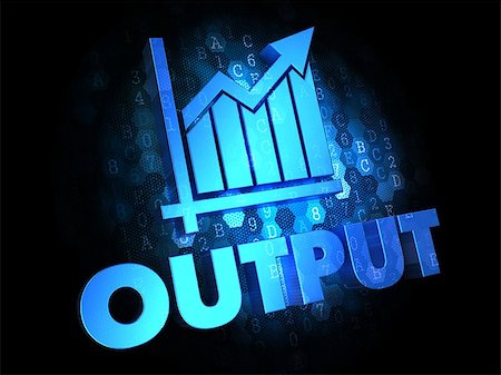 simsearch:400-07338798,k - Output with Growth Chart - Blue Color Text on Dark Digital Background. Fotografie stock - Microstock e Abbonamento, Codice: 400-07329364