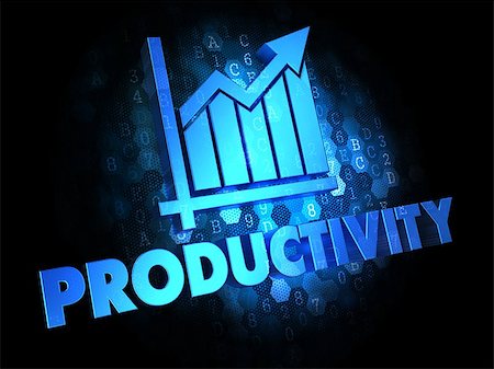 simsearch:400-07338798,k - Productivity with Growth Chart - Blue Color Text on Dark Digital Background. Stock Photo - Budget Royalty-Free & Subscription, Code: 400-07329362