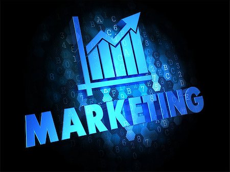 simsearch:400-07309669,k - Marketing with Growth Chart - Blue Color Text on Dark Digital Background. Stock Photo - Budget Royalty-Free & Subscription, Code: 400-07329363