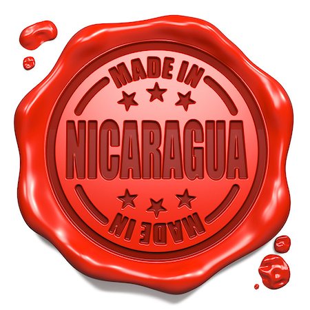 Made in Nicaragua - Stamp on Red Wax Seal Isolated on White. Photographie de stock - Aubaine LD & Abonnement, Code: 400-07329395