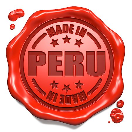south american country peru - Made in Peru - Stamp on Red Wax Seal Isolated on White. Stock Photo - Budget Royalty-Free & Subscription, Code: 400-07329404