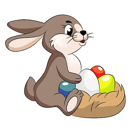 simsearch:400-08933060,k - vector cute easter bunny illustration with eggs. Foto de stock - Super Valor sin royalties y Suscripción, Código: 400-07329476