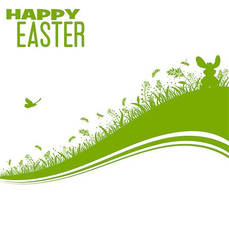 simsearch:400-06073581,k - Easter Silhouette with bunny, grass, flower and butterfly, vector isolated on white background Foto de stock - Royalty-Free Super Valor e Assinatura, Número: 400-07329590