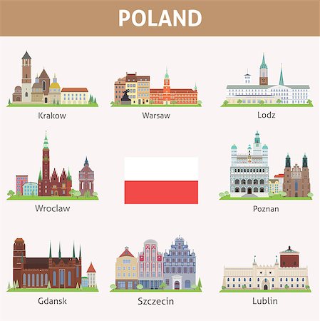 simsearch:400-07464235,k - Poland. Symbols of cities. Vector set Photographie de stock - Aubaine LD & Abonnement, Code: 400-07329649