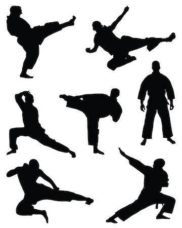 simsearch:400-04558215,k - Black silhouettes of karate fighting, vector Photographie de stock - Aubaine LD & Abonnement, Code: 400-07329995