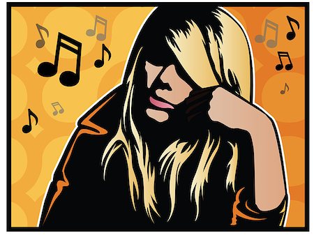 person words speech bubble not phone not outdoors - Pop Art Girl listening to music Stock Photo - Budget Royalty-Free & Subscription, Code: 400-07320112