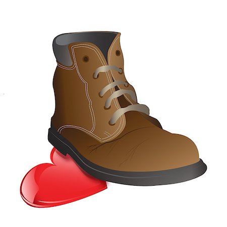 simsearch:400-08980419,k - Red heart crushed by a brown man's boot isolated against a white background Stock Photo - Budget Royalty-Free & Subscription, Code: 400-07320208
