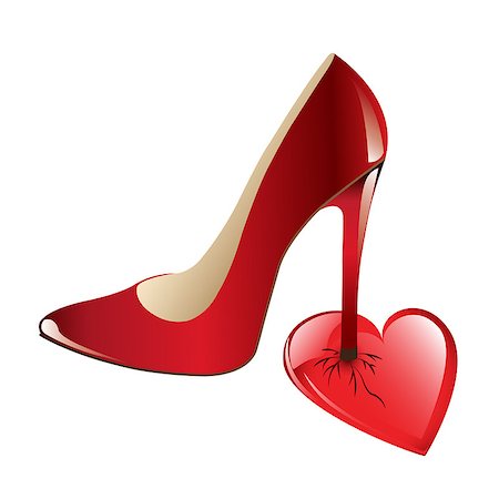 simsearch:400-08980419,k - Red heart crushed by a red high heel shoe isolated against a white background Stock Photo - Budget Royalty-Free & Subscription, Code: 400-07320215