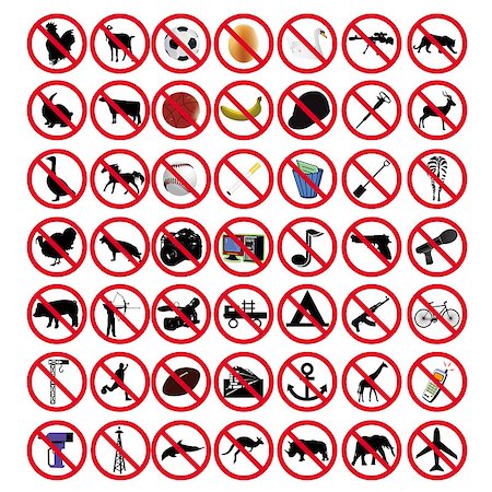 Prohibited signs on a white background Stock Photo - Budget Royalty-Free & Subscription, Code: 400-07320287