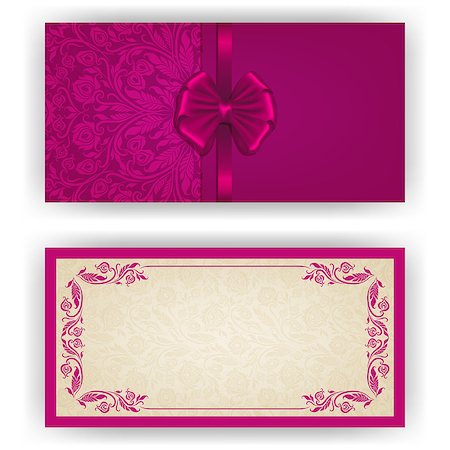 royal banner - Elegant template luxury invitation, card with lace ornament, bow, place for text. Floral elements, ornate background. Vector illustration EPS 10. Stock Photo - Budget Royalty-Free & Subscription, Code: 400-07320361