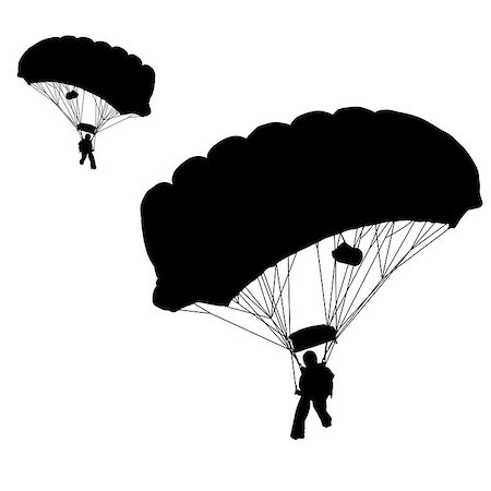 sky diver - Skydiver, silhouettes parachuting vector illustration Stock Photo - Budget Royalty-Free & Subscription, Code: 400-07320392