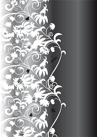 simsearch:400-08334706,k - Illustration of abstract white floral ornament on black background Foto de stock - Super Valor sin royalties y Suscripción, Código: 400-07320670