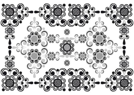 simsearch:400-07933390,k - Illustration of abstract floral background in black, grey and white colors Photographie de stock - Aubaine LD & Abonnement, Code: 400-07320671