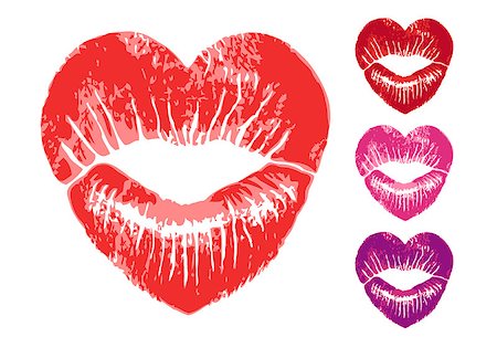 simsearch:400-05122673,k - heart shaped lips with red lipstick, set of vector design elements Photographie de stock - Aubaine LD & Abonnement, Code: 400-07320948