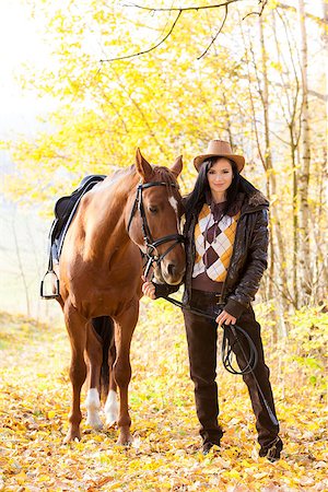 simsearch:400-07615021,k - equestrian with her horse in autumnal nature Stock Photo - Budget Royalty-Free & Subscription, Code: 400-07321117
