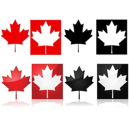 Series of icons depicting the Canadian maple leaf and red and white or black and white Stock Photo - Budget Royalty-Free & Subscription, Code: 400-07321183