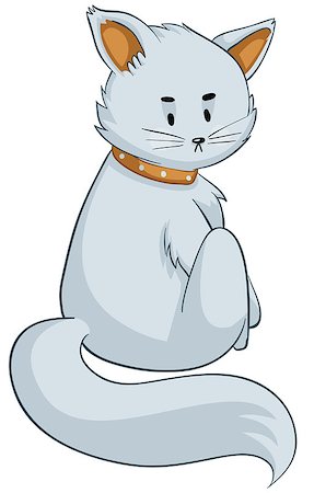 simsearch:400-09032515,k - Vector illustration of a cartoon cat sitting and looking back. One group only. Fully Editable Foto de stock - Royalty-Free Super Valor e Assinatura, Número: 400-07321250