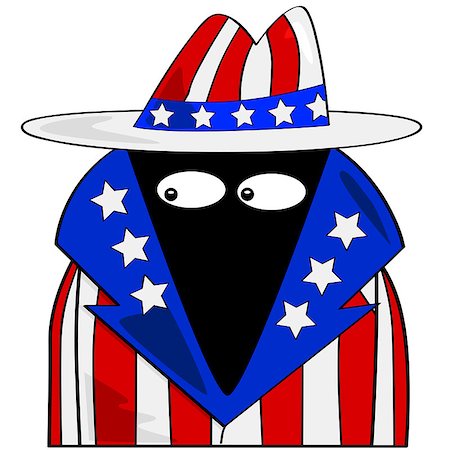 simsearch:400-07313165,k - Cartoon illustration showing a spy dressed in clothes with the colors of the United States flag Foto de stock - Super Valor sin royalties y Suscripción, Código: 400-07321361
