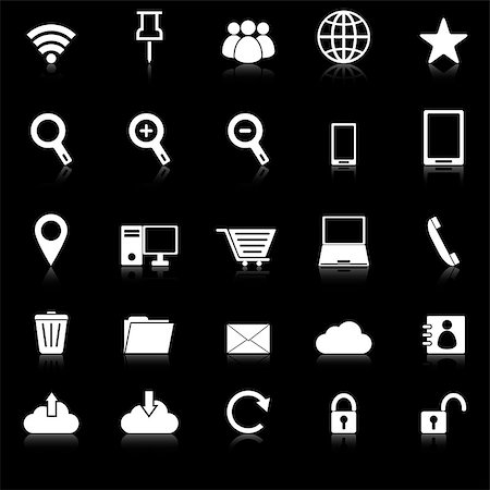 simsearch:400-07035657,k - Internet icons with reflect on black background, stock vector Stock Photo - Budget Royalty-Free & Subscription, Code: 400-07321497