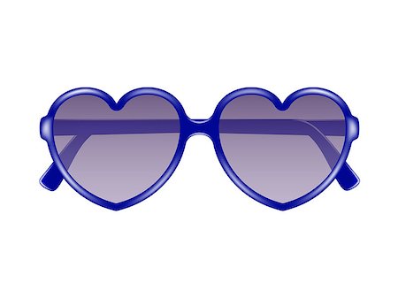 simsearch:400-06769983,k - Sun glasses in shape of heart in blue design on white background Foto de stock - Royalty-Free Super Valor e Assinatura, Número: 400-07321583