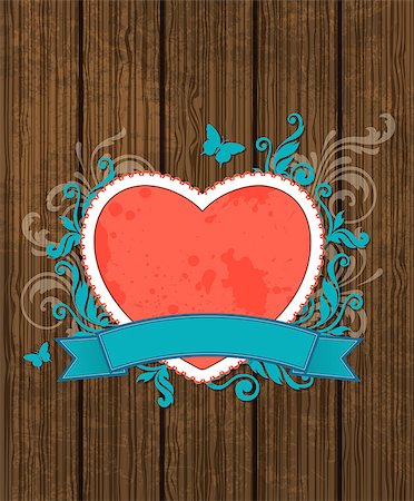 simsearch:400-07897102,k - Vintage card for Valentine's Day with red heart Stock Photo - Budget Royalty-Free & Subscription, Code: 400-07321702