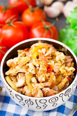 eggplant stew - Vegetable ragout with chicken breasts in a bowl Stock Photo - Budget Royalty-Free & Subscription, Code: 400-07321966