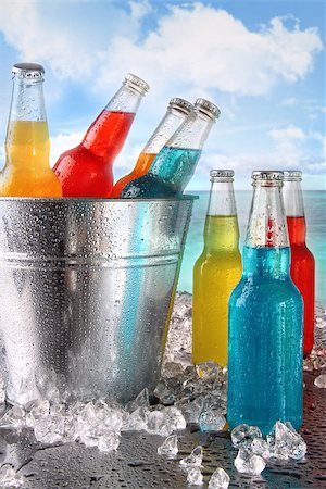 different cocktails - Cool summer drinks in ice bucket at the beach Stock Photo - Budget Royalty-Free & Subscription, Code: 400-07322014
