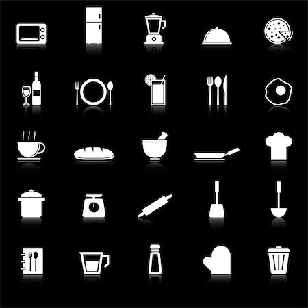 Kitchen icons with reflect on black background, stock vector Stock Photo - Budget Royalty-Free & Subscription, Code: 400-07322032