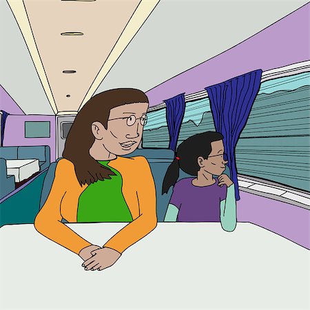 simsearch:400-07322323,k - Mother and daughter sitting in dinner car on train Stock Photo - Budget Royalty-Free & Subscription, Code: 400-07322324
