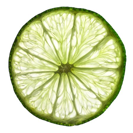 sliced fruits and veggies - Slice of a lime on illuminated white background Stock Photo - Budget Royalty-Free & Subscription, Code: 400-07322380