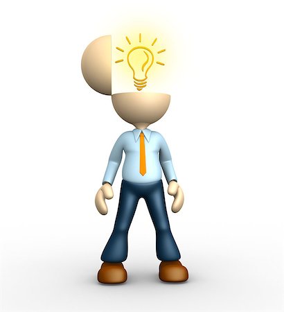 3d people - man, person with a light bulb. Intelligent Stock Photo - Budget Royalty-Free & Subscription, Code: 400-07322461