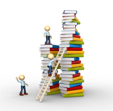 3d people - man, person and stack of books. Aspiration to knowledge! Stock Photo - Budget Royalty-Free & Subscription, Code: 400-07322489