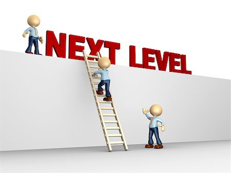 3d people - man, person with ladder. Next level. Progress concept. Stock Photo - Budget Royalty-Free & Subscription, Code: 400-07322494