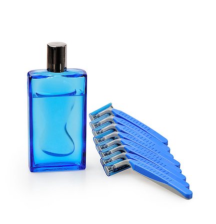 simsearch:400-05288977,k - blue disposable razors with after shave, isolated on a white background Photographie de stock - Aubaine LD & Abonnement, Code: 400-07322590