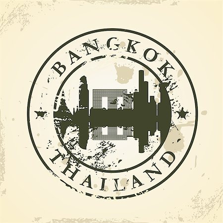 passport background - Grunge rubber stamp with Bangkok, Thailand - vector illustration Stock Photo - Budget Royalty-Free & Subscription, Code: 400-07322722