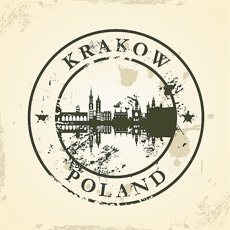 polish castle - Grunge rubber stamp with Krakow, Poland - vector illustration Stock Photo - Budget Royalty-Free & Subscription, Code: 400-07322736