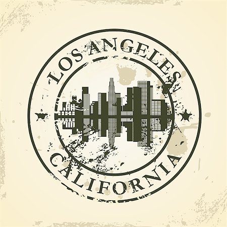 Grunge rubber stamp with Los Angeles, California - vector illustration Stock Photo - Budget Royalty-Free & Subscription, Code: 400-07322739