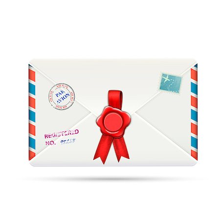Old-fashioned Airmail Envelope With Seal. Vector Illustration. Foto de stock - Super Valor sin royalties y Suscripción, Código: 400-07322858