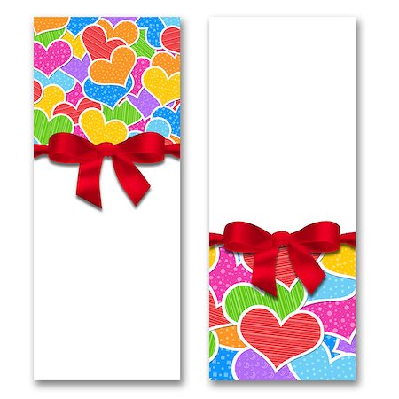 party banner - Card with hearts and ribbon with a bow. The concept of Valentine's Day Stock Photo - Budget Royalty-Free & Subscription, Code: 400-07323161