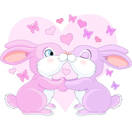 rabbit ears clipart - Two Valentine rabbits in love Stock Photo - Budget Royalty-Free & Subscription, Code: 400-07323279