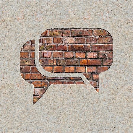 simsearch:400-08506267,k - Speech Bubble Icon on the Brick and Plastered Wall. Stock Photo - Budget Royalty-Free & Subscription, Code: 400-07323287