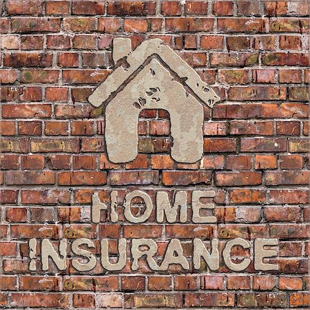 policier (homme) - Home Insurance Plaster Inscription with Home Icon on the Brown Brick Wall. Stock Photo - Budget Royalty-Free & Subscription, Code: 400-07323296